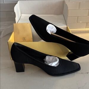 Cosy Island Black Refin Edge, Square Toe, Block heeled pumps 2.5" size 10, NIB